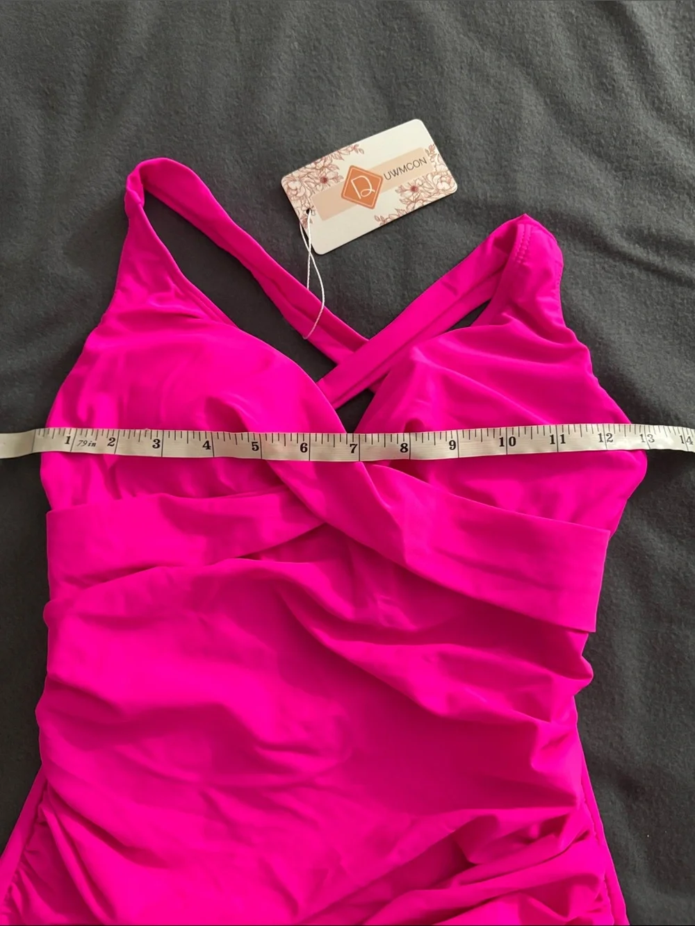 UWMCON Hot Pink Ruffle Tankini Swim Set with Boyshort Bottoms Size M